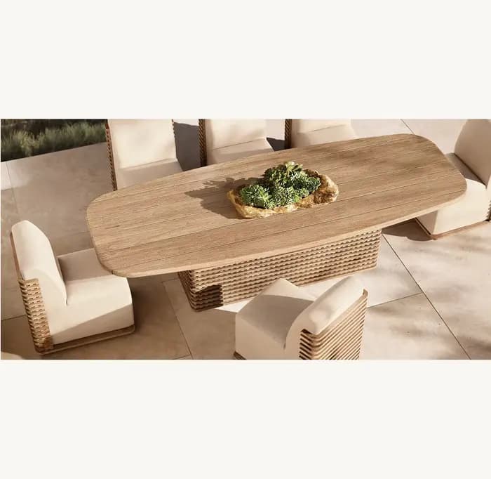 Table à manger en bois de teck imperméable de haute qualité