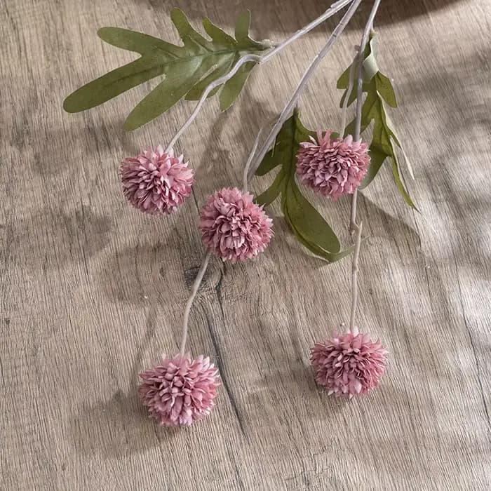Bouquet de 5 têtes de pissenlits, petites boules de pompons en soie, arrangement floral de mariage, décoration de table à domicile, accessoire photo A6117