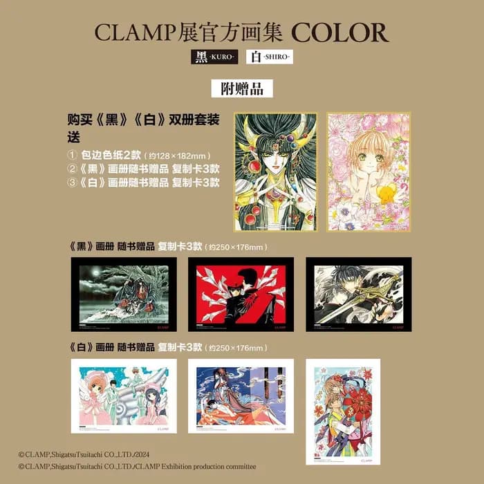 Livre d'art officiel de l'exposition CLAMP "COLOR" Noir et Blanc 2 volumes Illustrations en couleur Manga Chinois
