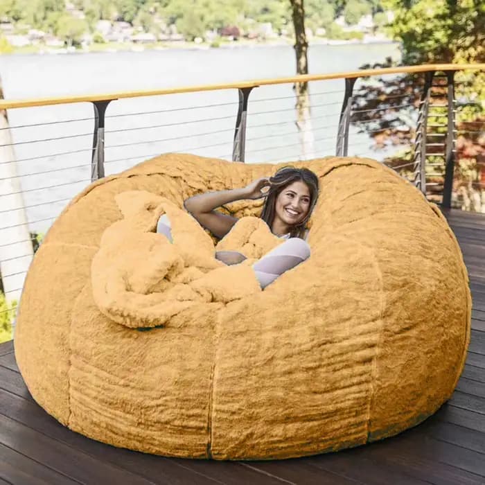 Pas de peluche gris pouf chaise géante