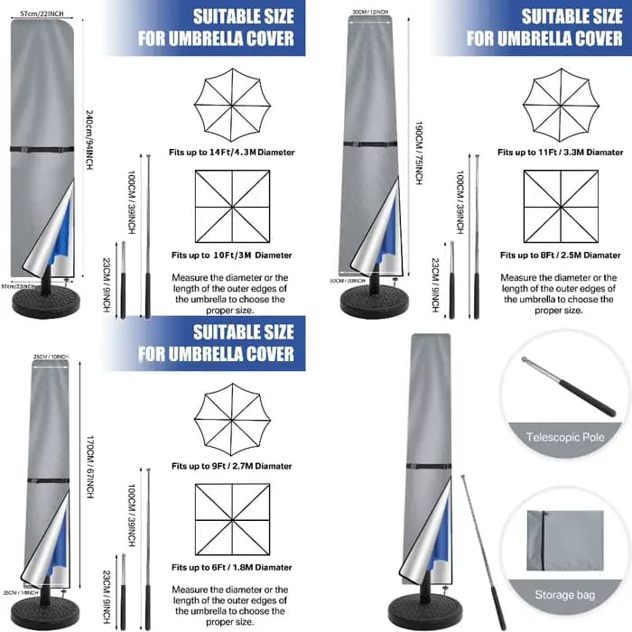 Housse de parasol de patio 210D imperméable