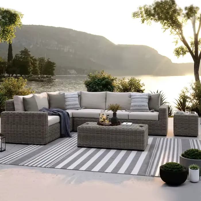 Meubles en rotin Style moderne en forme de L Patio canapé extérieur jardin