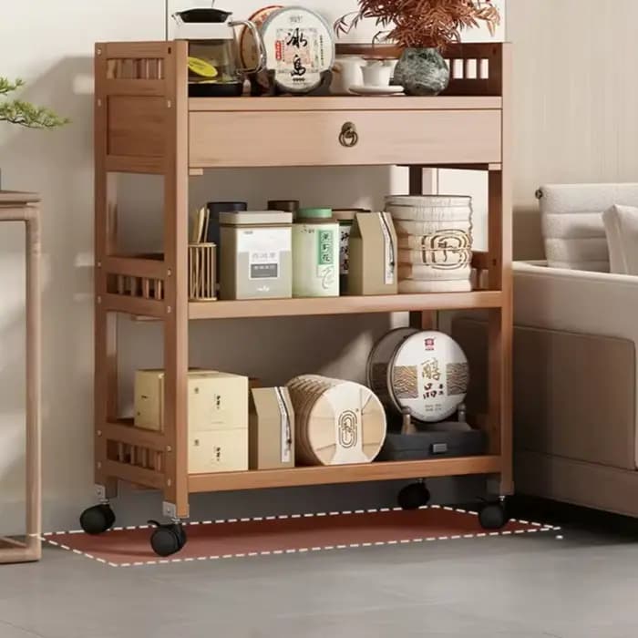 Table d'appoint mobile de canapé en bambou