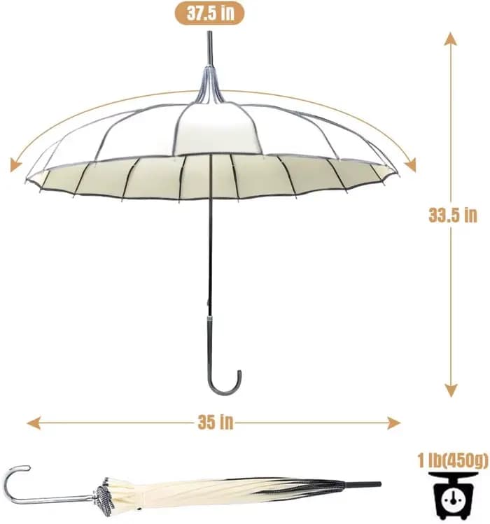 Parasol gothique pagode de 36 pouces pour la protection solaire