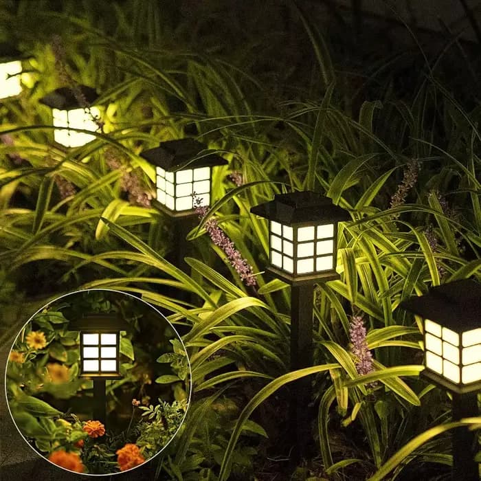 Paquet de 2 lumières solaires de voie lampe solaire extérieure éclairage paysager étanche pour jardin cour Patio passerelle allée Camping décor