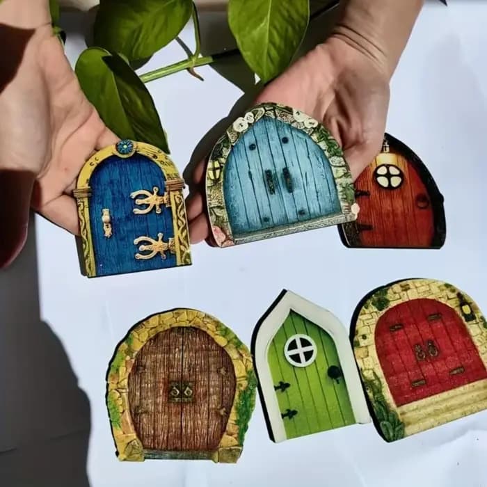 Lot 6 fées en bois pour porte jardin