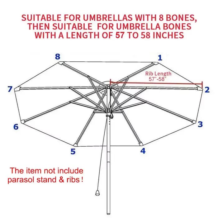 Housse de rechange pour parasol de jardin extérieur