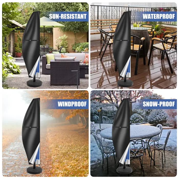 Housse de parasol de patio en tissu Oxford 210D imperméable avec fermeture éclair