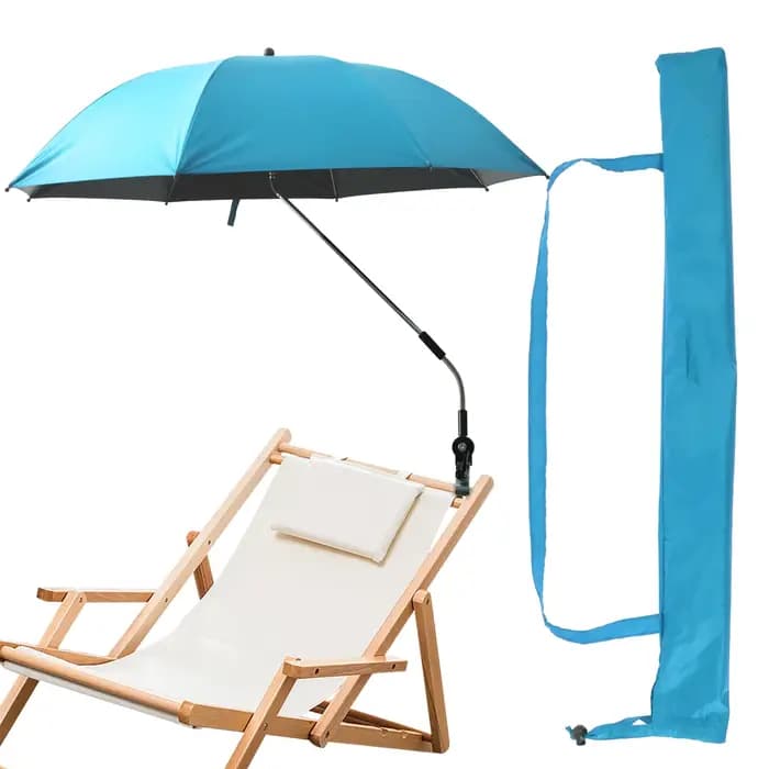 Parasol de plage avec pince universelle 360° ° Parapluie à ombrage réglable 42 pouces
