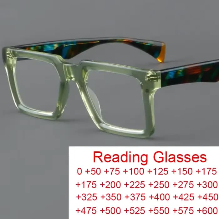 Lunettes de lecture optiques carrées vertes pour hommes et femmes, lunettes de presbytie, anti-lumière bleue, lunettes d'ordinateur, mode, marque