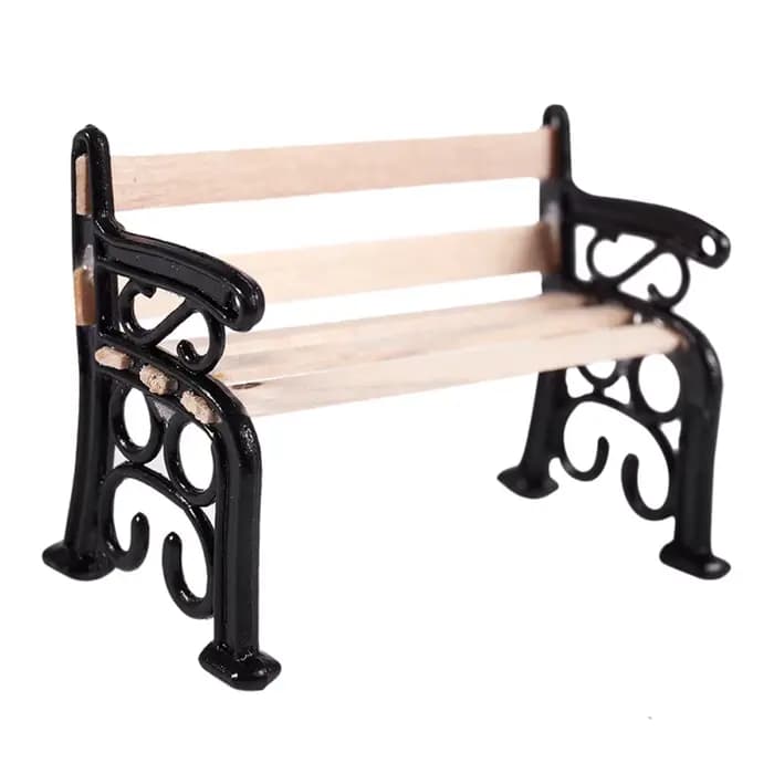 Banc de parc et lampadaire en bois