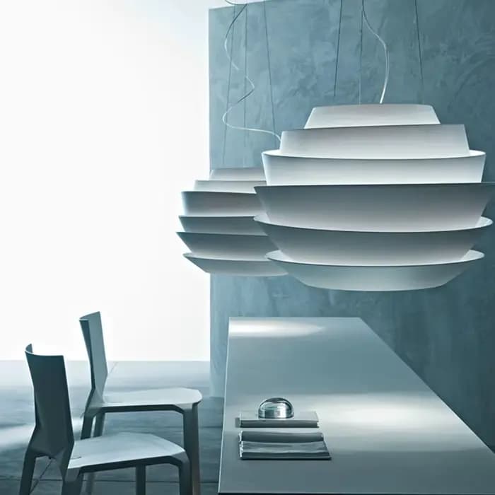 Le Soleil-Lampe LED Suspendue Blanche Ronde, Design poumons, Luminaire Décoratif d'Nik, Idéal pour une Chambre à Coucher ou un Salon