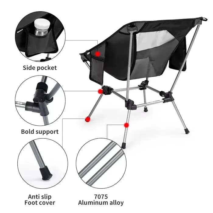 PACOONE voyage ultraléger chaise pliante détachable Portable lune chaise en plein air Camping pêche chaise plage randonnée pique-nique siège