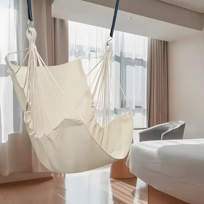 1 chaise hamac suspendue avec sac de rangement pour patio extérieur