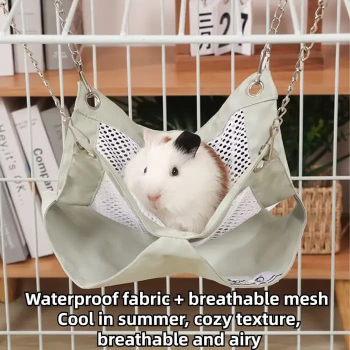 Hamac suspendu pour cochon d'Inde, rat, furet, chinchilla, hamster, écureuil, lit imperméable et respirant (vert, grand)