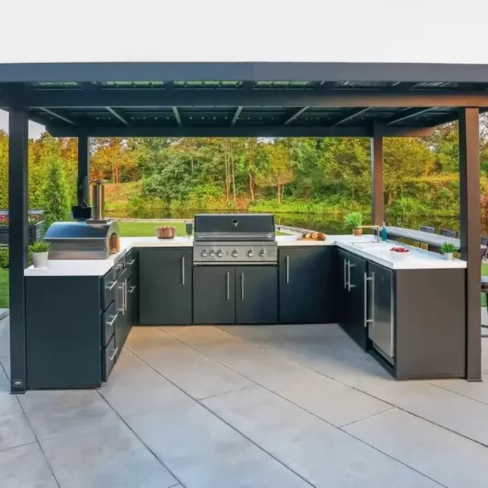 Armoire de cuisine extérieure sur mesure en acier inoxydable 304 avec évier