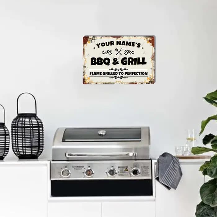 Plaque rétro personnalisée BBQ & Dersl