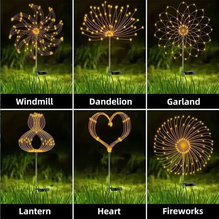 Lampes solaires LED d'extérieur en forme de feu d'artifice