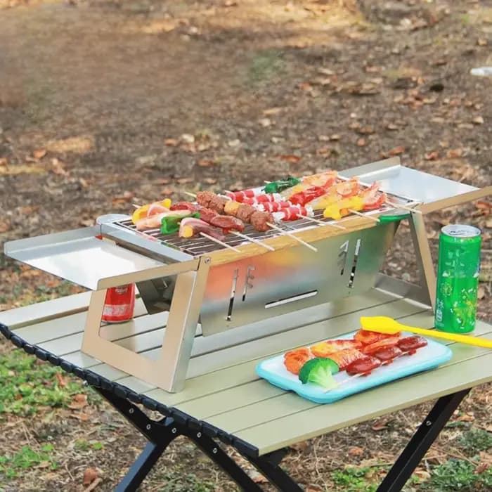 Barbecue pliable en acier inoxydable Réglage de la chaleur réglable Grille extensible