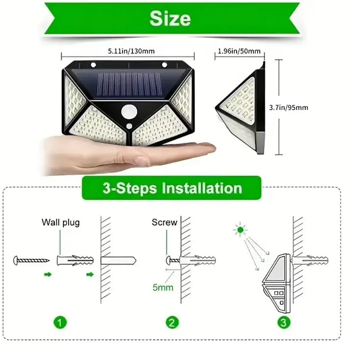 Lampe solaire extérieure à 100 LED