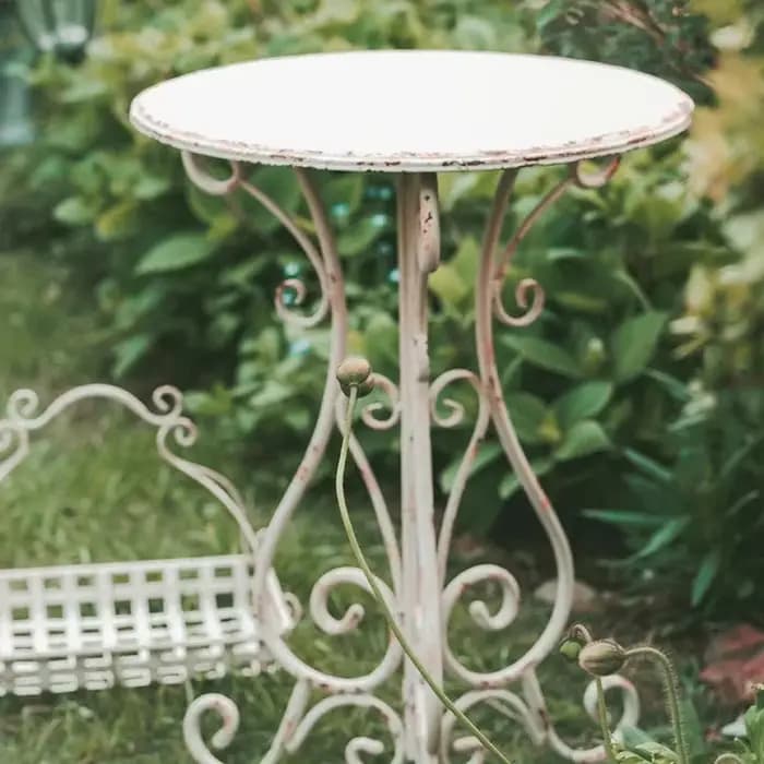 Table d'appoint ronde d'extérieur en métal et fer