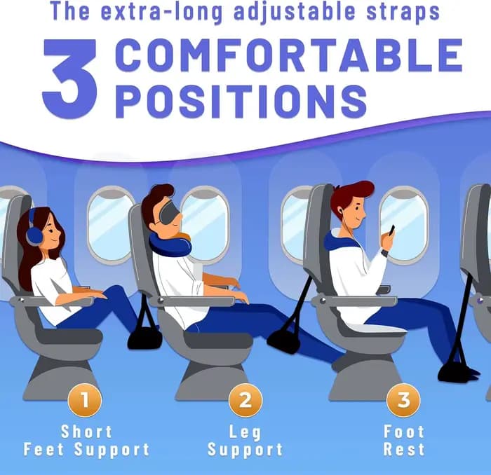 Hamac de voyage en mousse à mémoire de forme pour avion, support de jambe, repose-pieds de bureau, chaise suspendue pour le confort et la relaxation en vol