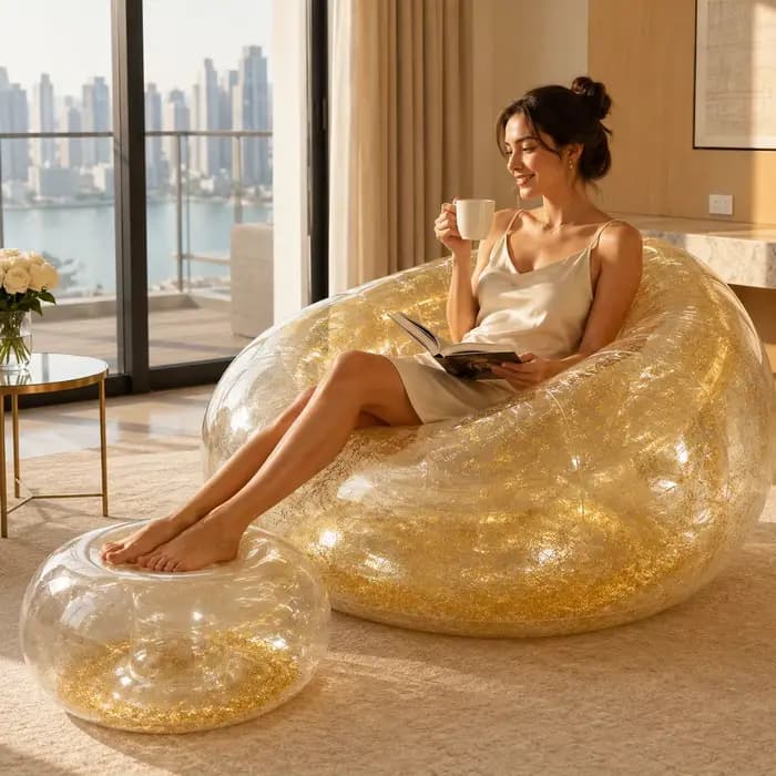 Chaise longue gonflable à paillettes