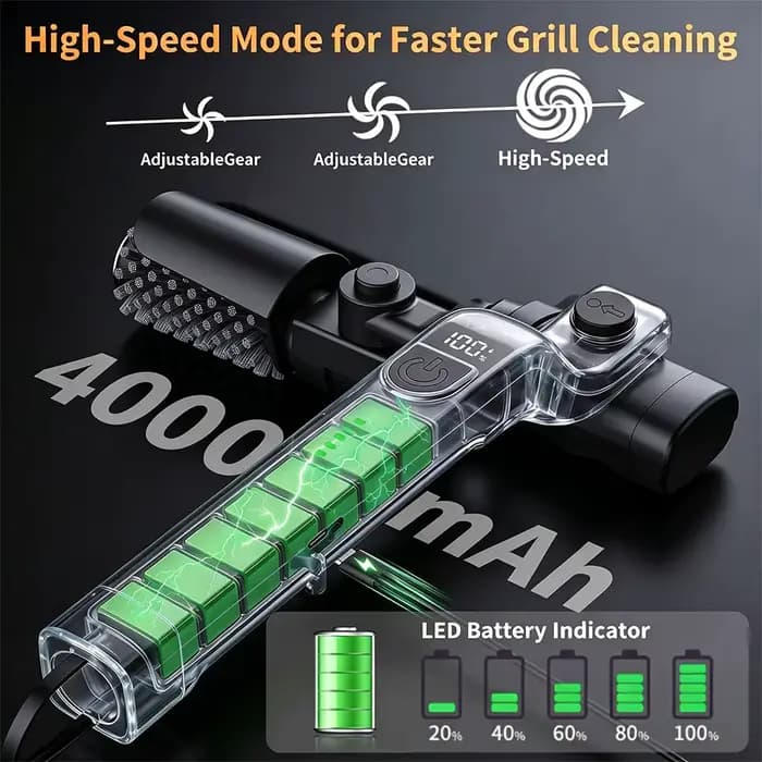 Brosse pour barbecue, réglages à 3 vitesses