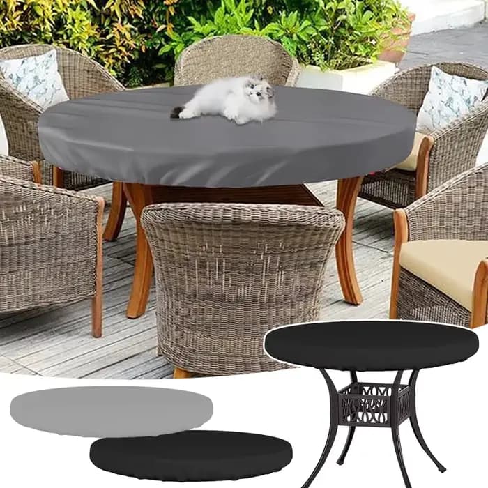 Juste de Protection Imperméable pour Table Ronde et Meubles de Jardin d'Extérieur
