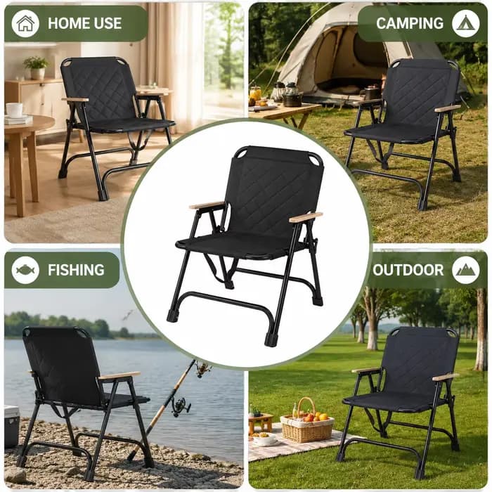 Chaise pliante Kemet avec renfort du dossier, chaise de camping portable pour la plage, la pêche, le pique-nique, le barbecue en plein air, les voyages