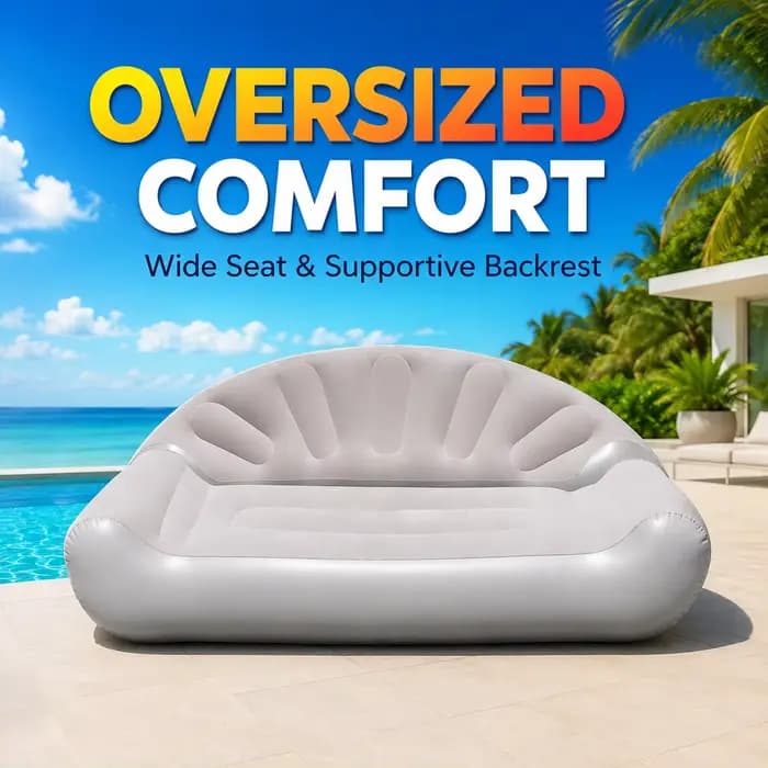 1PC Canapé Gonflable d'Extérieur, Chaise Longue Gonflable Portable, Canapé-Lit Floqué pour Jardin, Patio, Plage, Camping