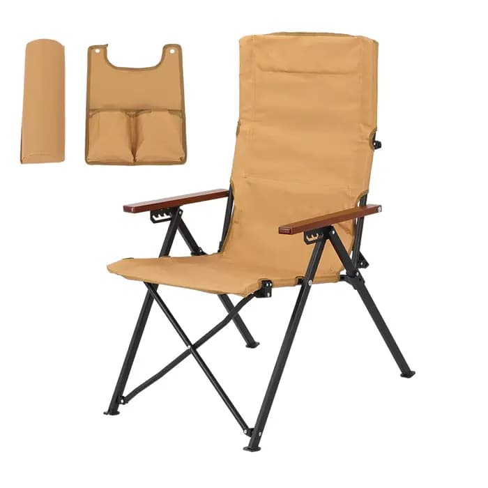 Chaise pliante réglable à 5 positions avec oreiller et accoudoirs – Parfaite pour le camping en plein air