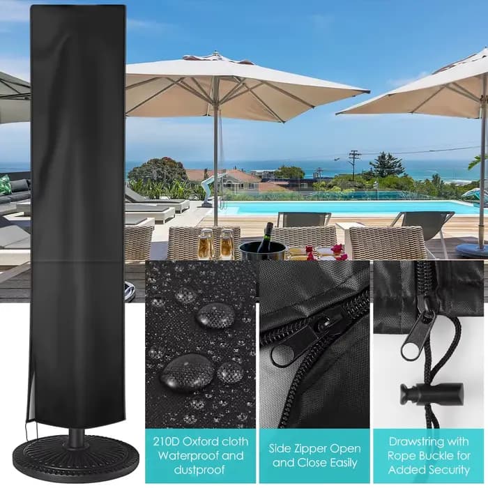 Juste de protection pour parasol d'extérieur 210D Oxford, imperméable, anti-poussière, anti-UV, avec fermeture éclair, 1 à 10 pièces