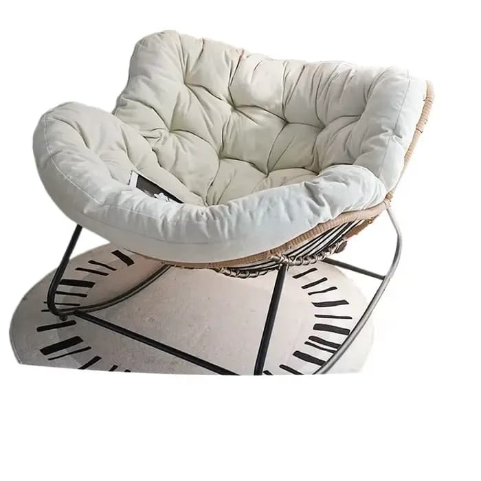 Chaise à bascule tissée en rotin PE pour adultes et enfants