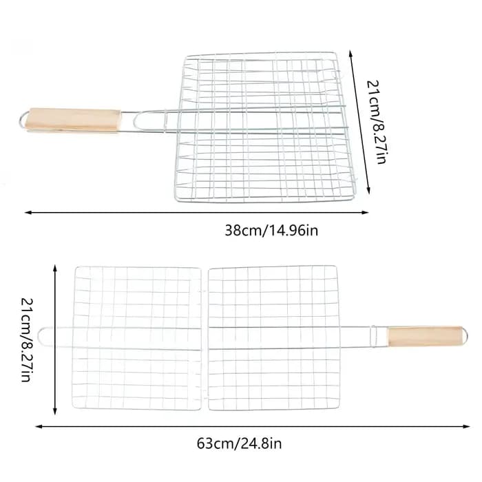 Filet à griller pliable en acier inoxydable