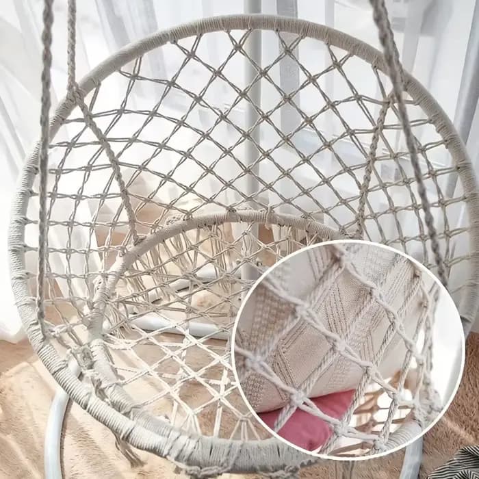 Chaise suspendue tissée avec dossier pour intérieur et extérieur