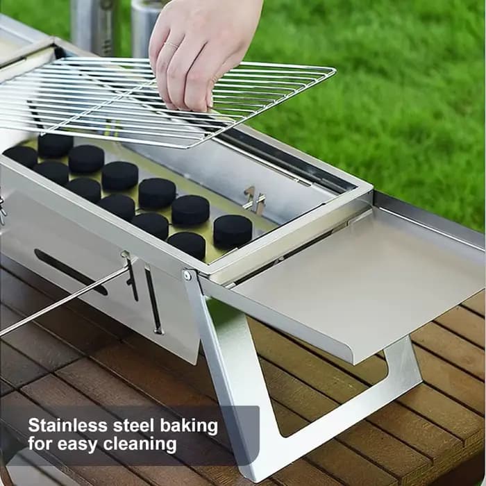 Petit Barbecue Portable Pliable en Acier Inoxydable
