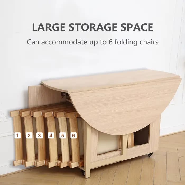 Table à manger ronde pliante avec chaises pliantes