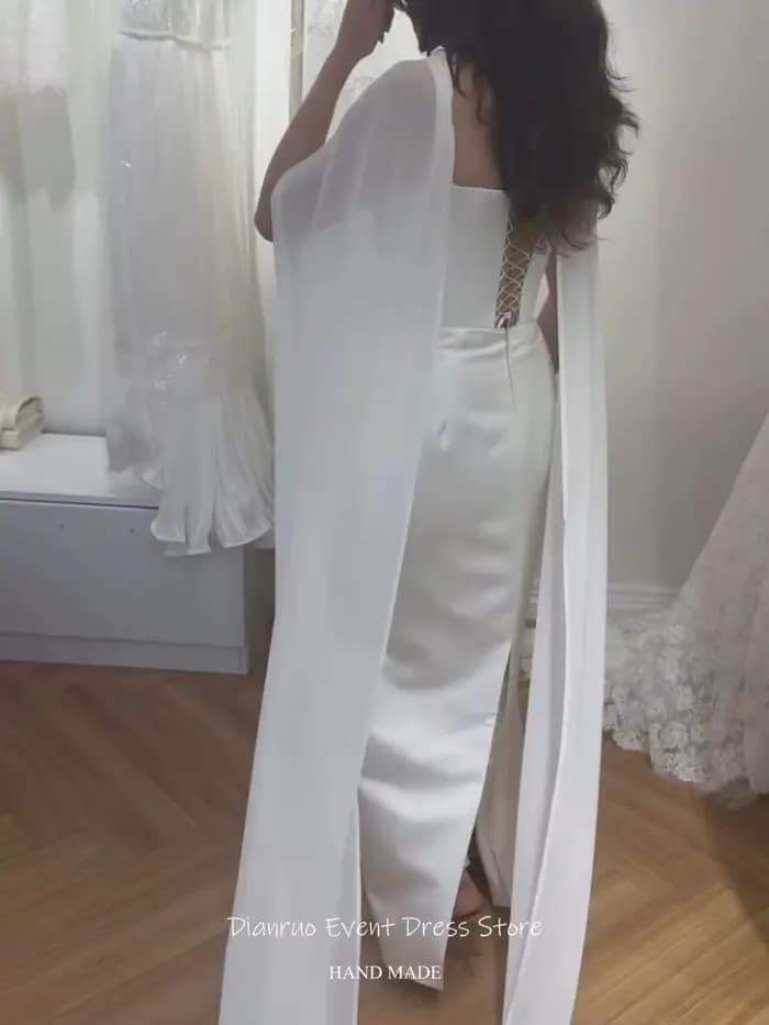 Robes de mariée Dianruo 3D en satin avec appliqués floraux, sans manches, robe de bal, robes de soirée personnalisées