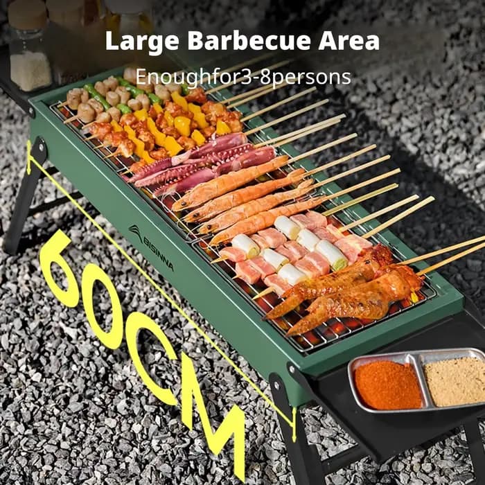 Barbecue pliant BISINNA, robuste et portable, avec étagères latérales, pour le camping en plein air, le barbecue, la terrasse, la salle à manger, cuisinière à charbon de bois