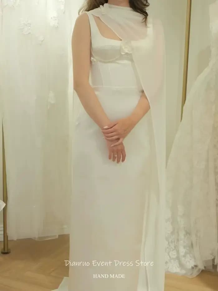 Robes de mariée Dianruo 3D en satin avec appliqués floraux, sans manches, robe de bal, robes de soirée personnalisées
