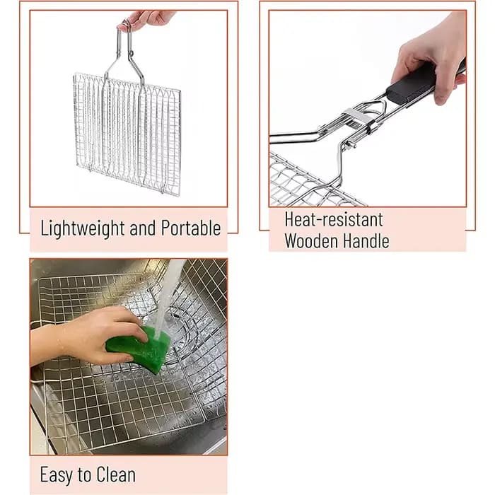 Mir à griller pliable en acier inoxydable
