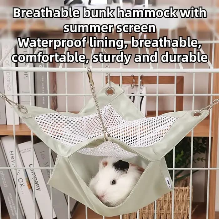 Hamac suspendu pour cochon d'Inde, rat, furet, chinchilla, hamster, écureuil, lit imperméable et respirant (vert, grand)
