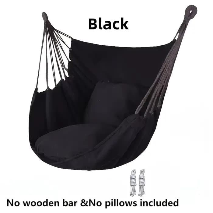 Fauteuil hamac suspendu confortable et portable 2-en-1 en tissu rayé durable – Indispensable pour le camping, le jardin et la détente