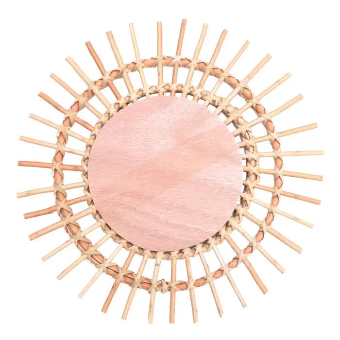 Miroir mural en osier naturel, miroir décoratif suspendu élégant avec texture rustique, idéal pour les séances photo, cadeau, décoration de la maison, salon