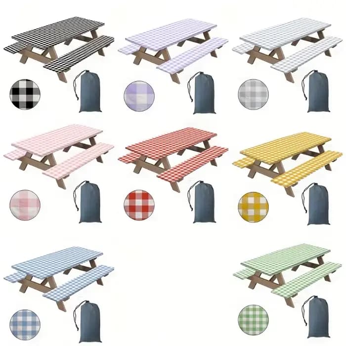 3 pièces/ensemble couverture de nappe à carreaux Durable-Patio extérieur pique-nique jardin Camping
