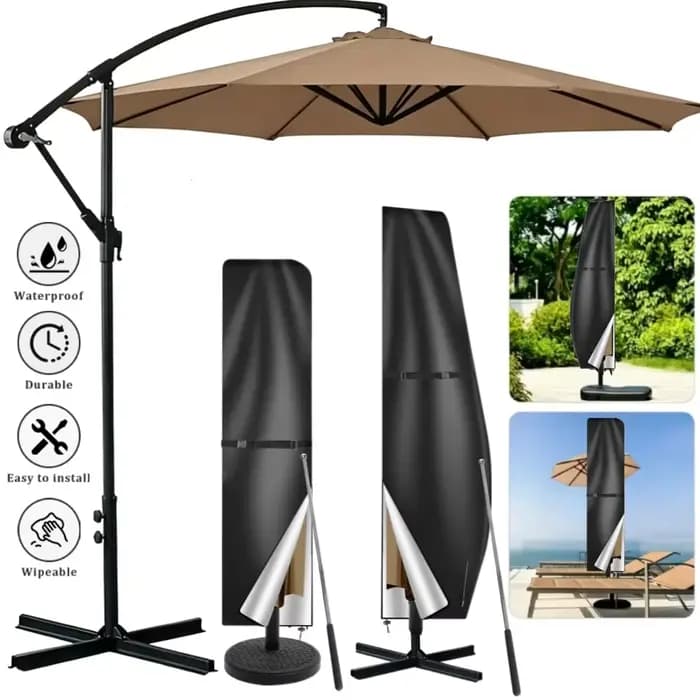 Housse de parasol de patio en tissu Oxford 210D imperméable avec fermeture éclair