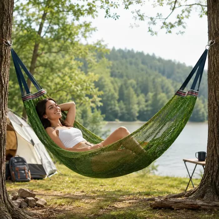 Hamac de jardin en maille pour l'extérieur