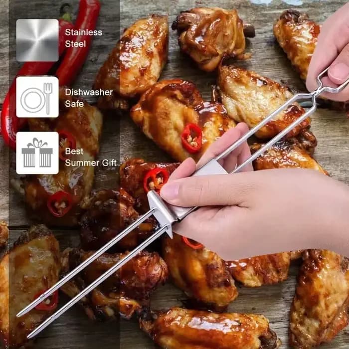 Brochettes de Barbecue à Double aiguille en acier inoxydable