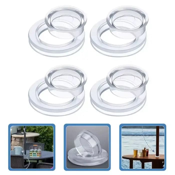 Protection d'anneau de table en silicone transparent pour parasol de patio avec capuchon